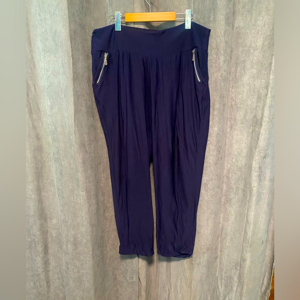 Lily Morgan 1X Polyester Lightweight Navy Full Length Pant